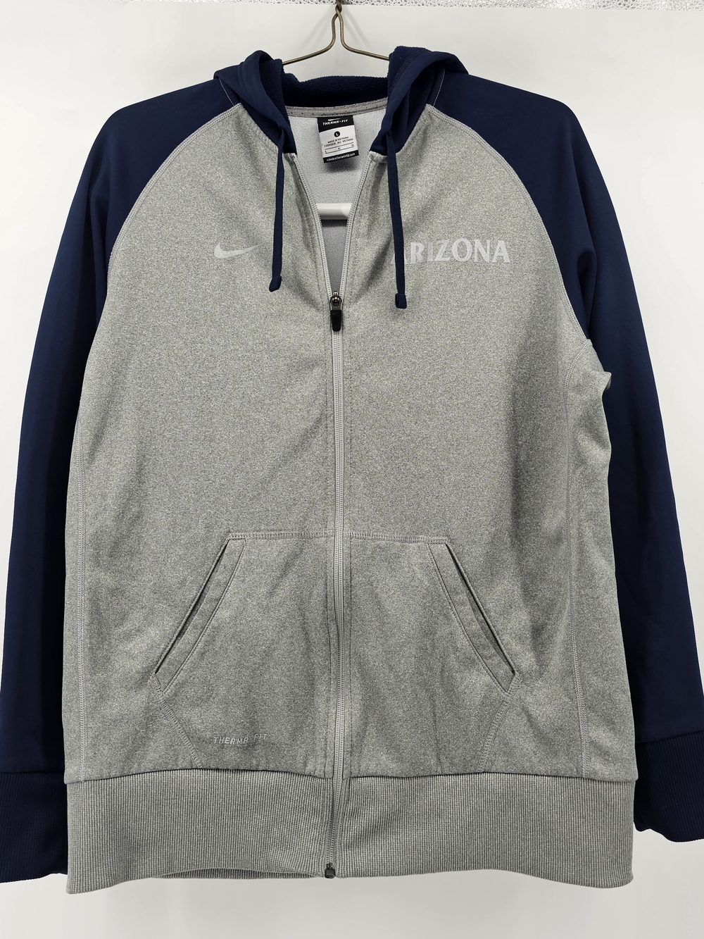 Nike Therma-FIT Arizona Wildcats‎ Full Zip Hoodie - Gray Navy Blue - Size L